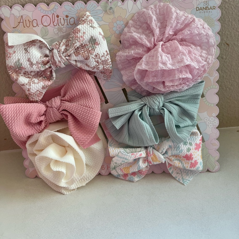 Baby/ Kids Hair Bow Set - Pink, Green, Cream, Floral